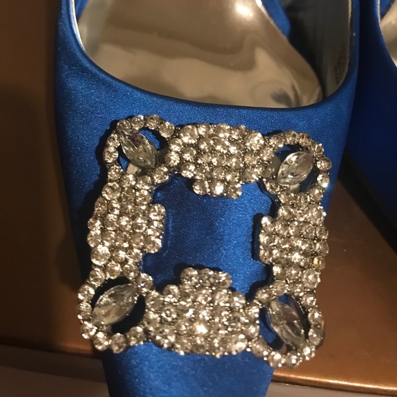 Audrey Brooke blue satin high heels - Picture 7 of 8